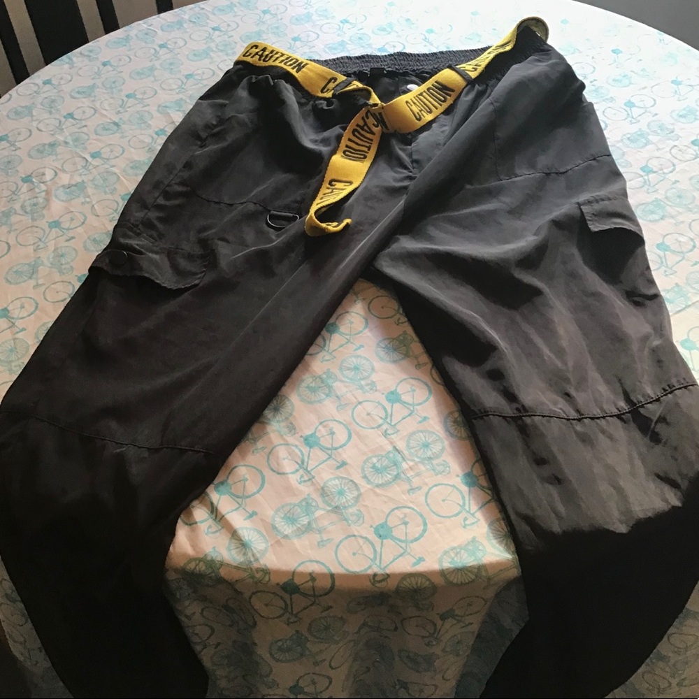 Forever 21 Caution Cargo Wind Joggers